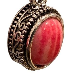 Pair of Red Drop Earrings Faux Spiny Oyster Shell, Rhodolite Coral & Silver NEW